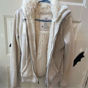 Fuzzy thick Hollister zip up jacket